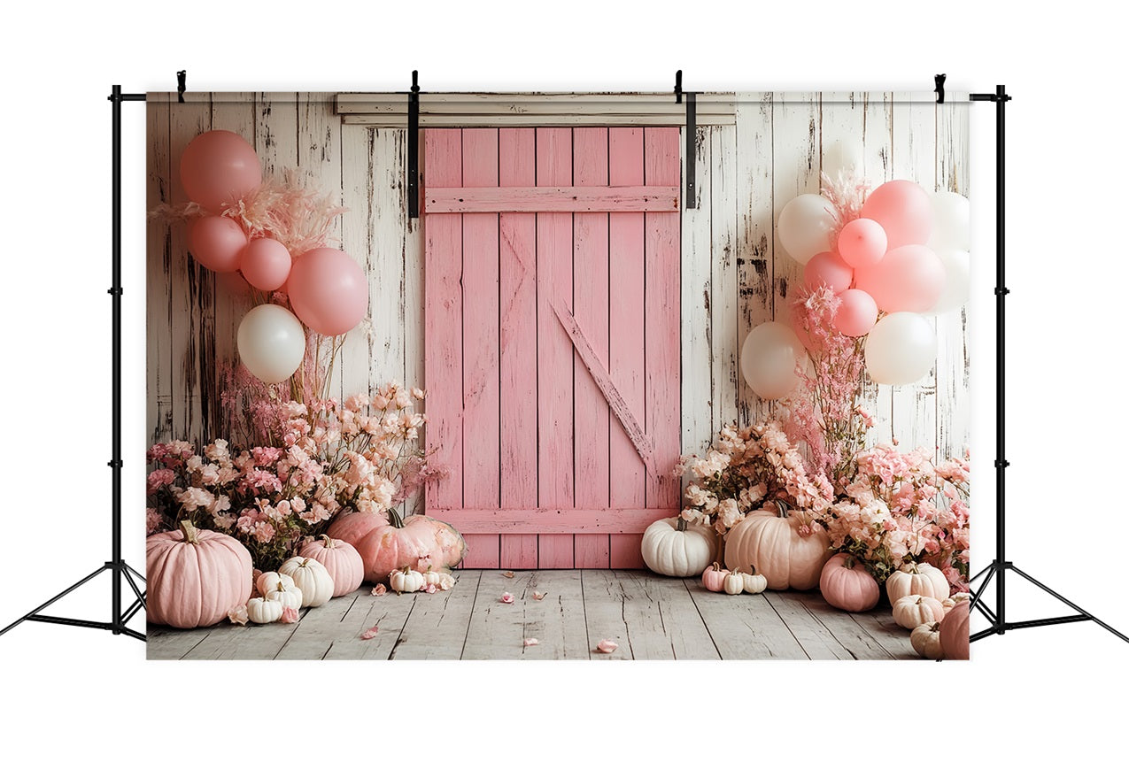Barn Photo Backdrop Pastel Pumpkin Floral Backdrop UK CSH4-222