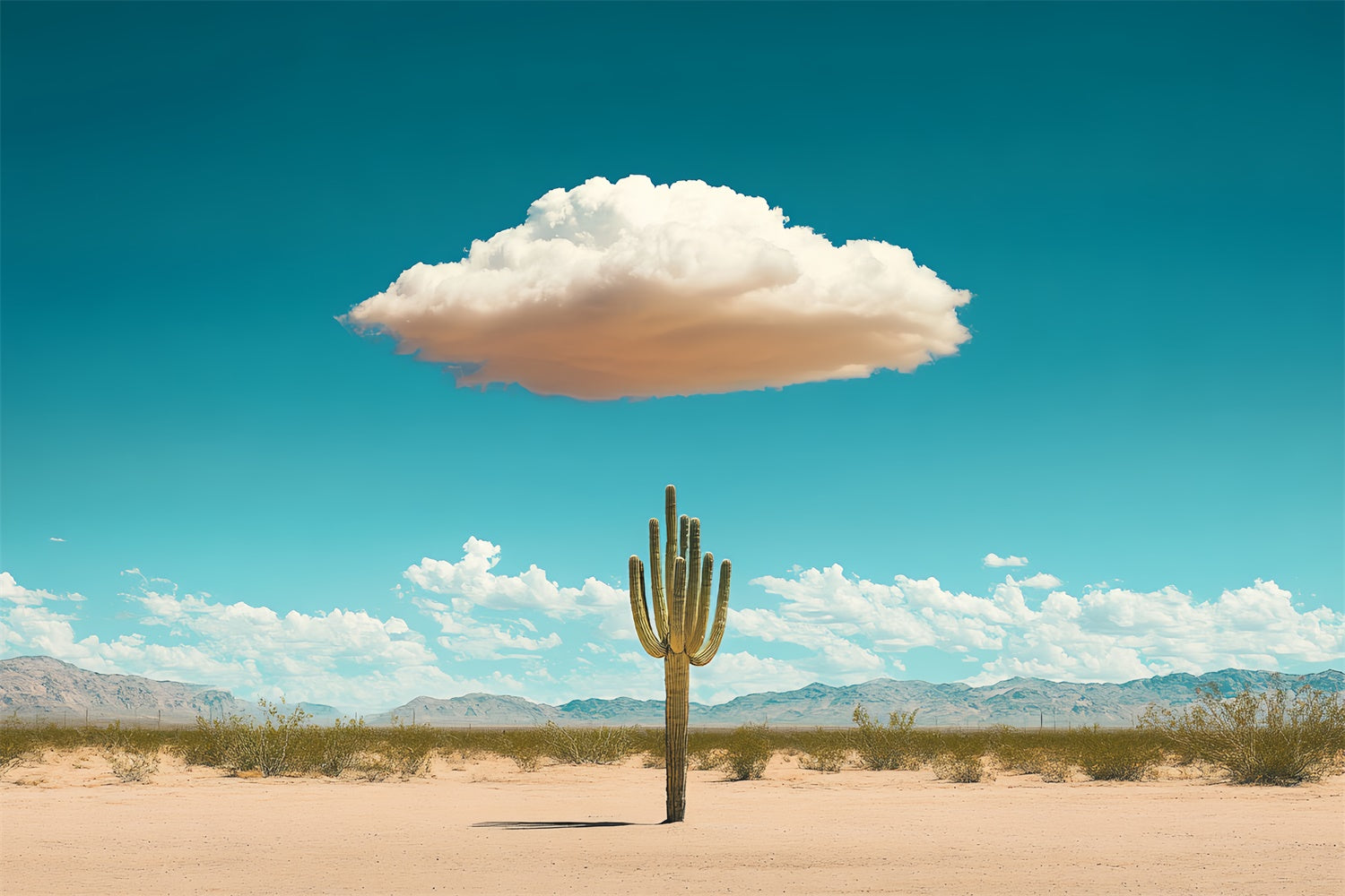 Blue Sky Photo Backdrop Desert Cactus Puffy Cloud Backdrop UK CSH4-241