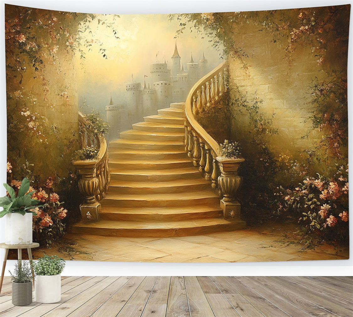 Vintage Backdrop Ideas Castle Twisting Staircase Backdrop UK CSH4-274