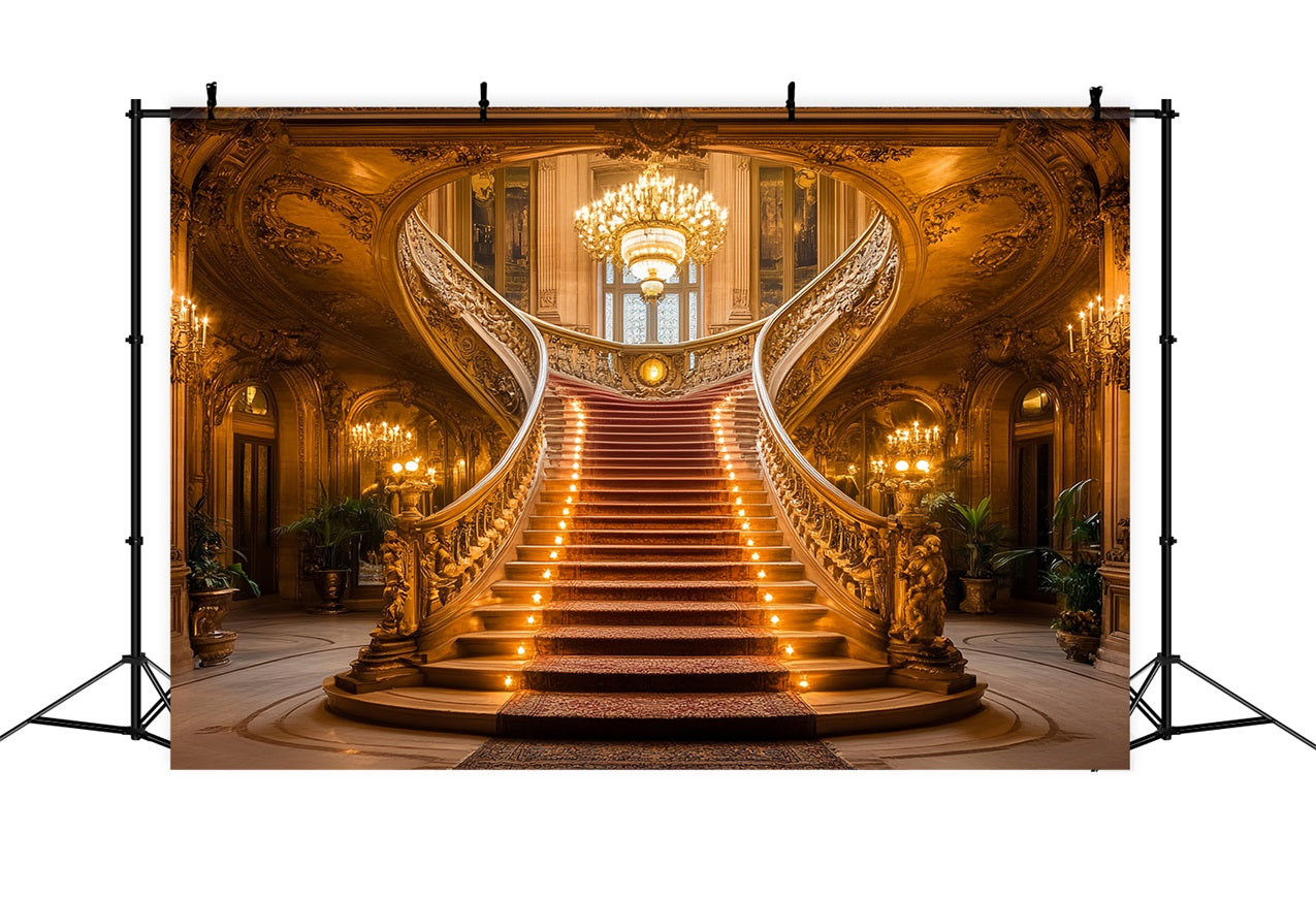 Victorian Photography Backdrop Red Carpeted Stairs Vintage Backdrops UK CSH4-285