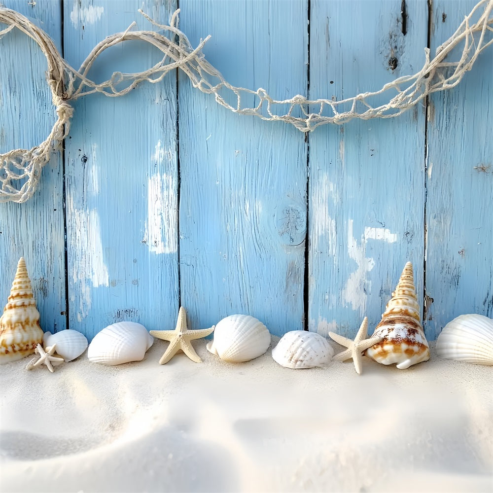 Vintage Backdrop Blue Wood Seaside Photography Backdrop UK CSH4-295