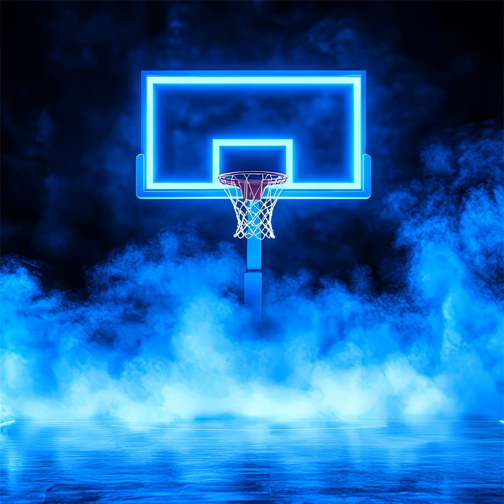 Basketball Court Backdrop Neon Basketball Hoop Backdrop UK CSH4-382