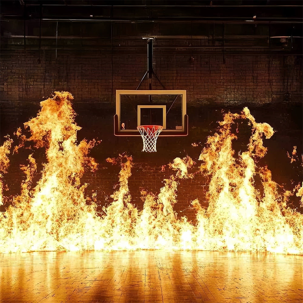Basketball Court Backdrop Flaming Hoop Intense Arena Backdrop UK CSH4-387