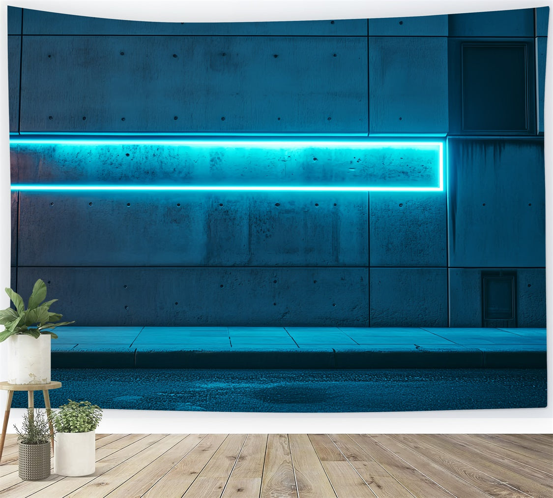 Architecture Backdrop Blue Neon Light Wall Backdrop UK CSH4-409