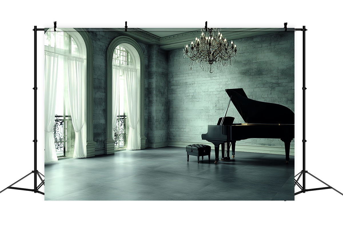Vintage Photography Backdrops Piano Elegant Room Backdrop UK CSH4-412