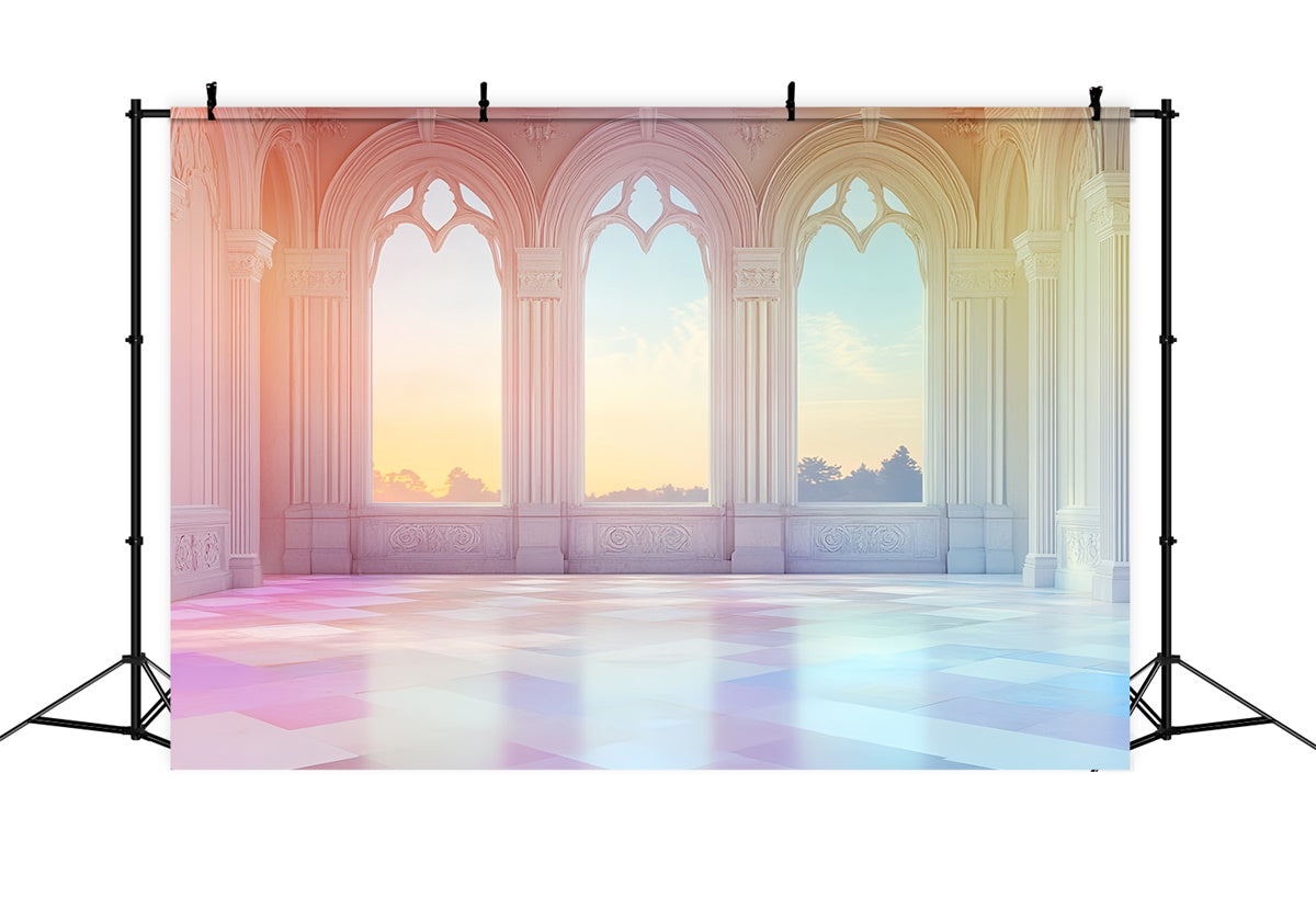 Architecture Backdrop Dreamy Sunset Palace Window Backdrop UK CSH4-418