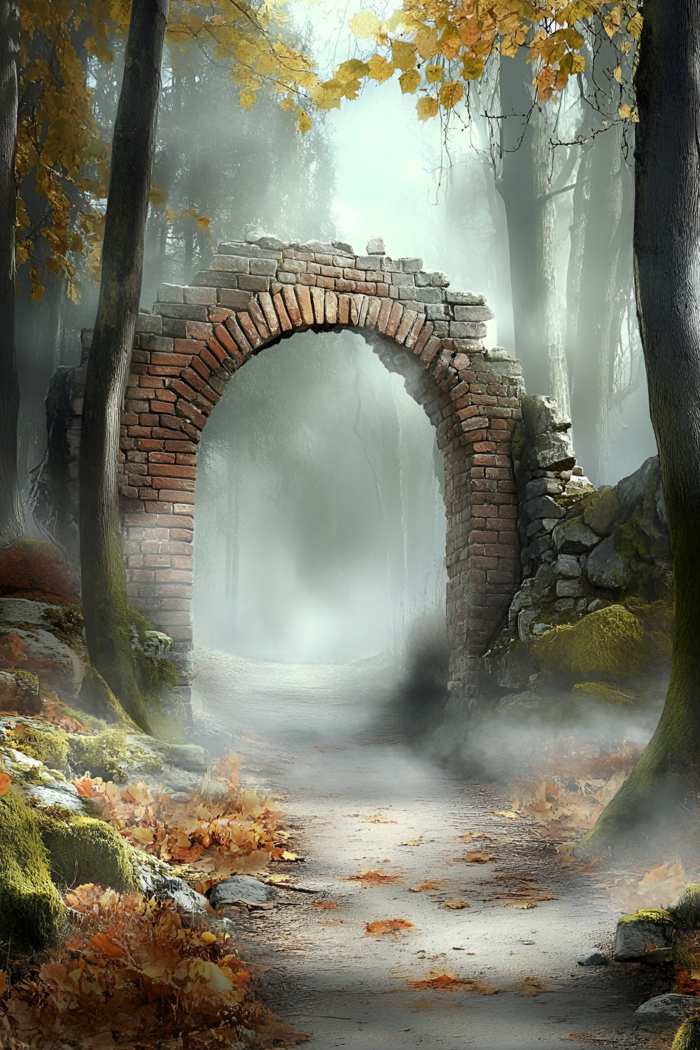 Autumn Forest Backdrop Autumn Stone Archway Backdrop UK CSH4-72