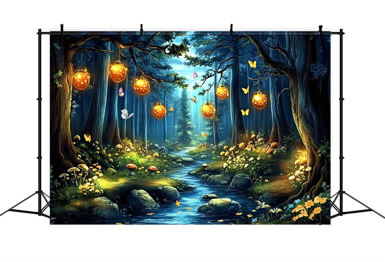 Enchanted Forest Backdrop Ideas Glowing Lantern Stream Backdrop UK CSH4-80