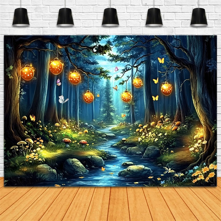 Enchanted Forest Backdrop Ideas Glowing Lantern Stream Backdrop UK CSH4-80