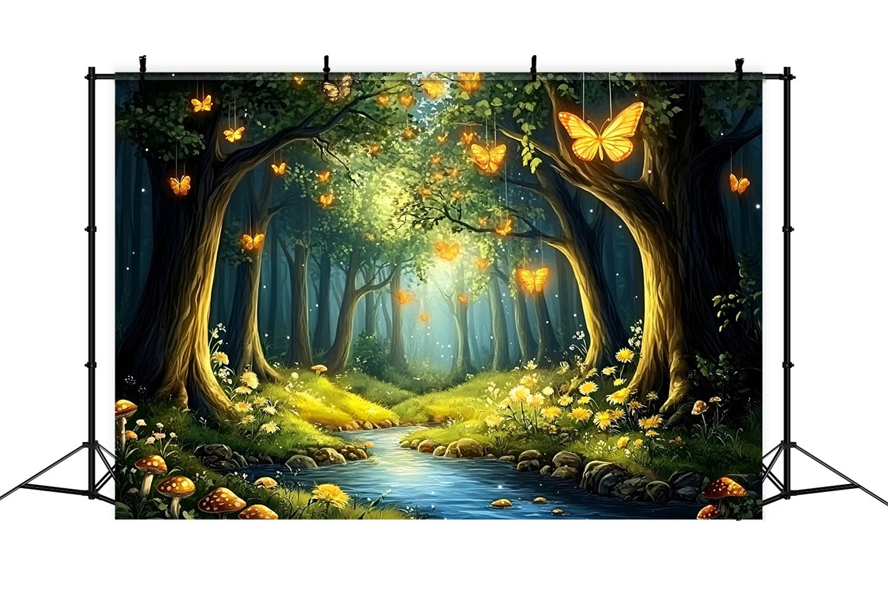 Forest Backdrops For Photography Golden Butterflies Morning Backdrop UK CSH4-81