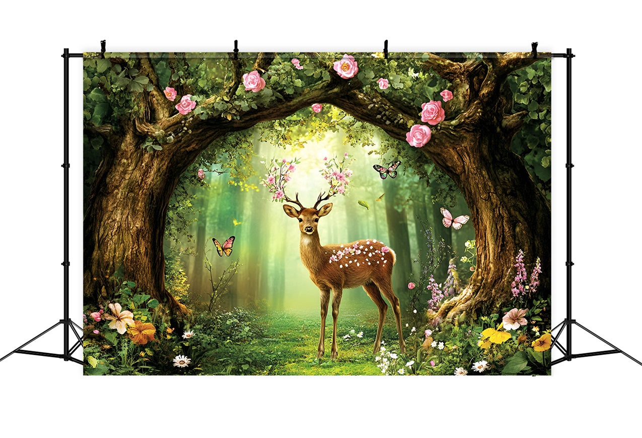 Lawn Fawn Forest Backdrop Deer Blossoms Butterflies Backdrop UK CSH4-82