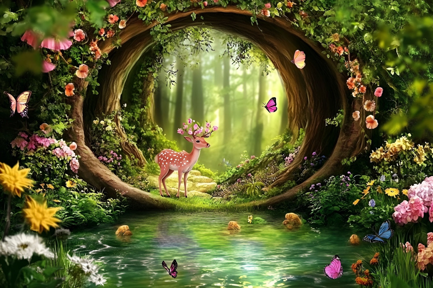 Fairy Forest Backdrop Archway Pool Fawn Backdrop UK CSH4-83