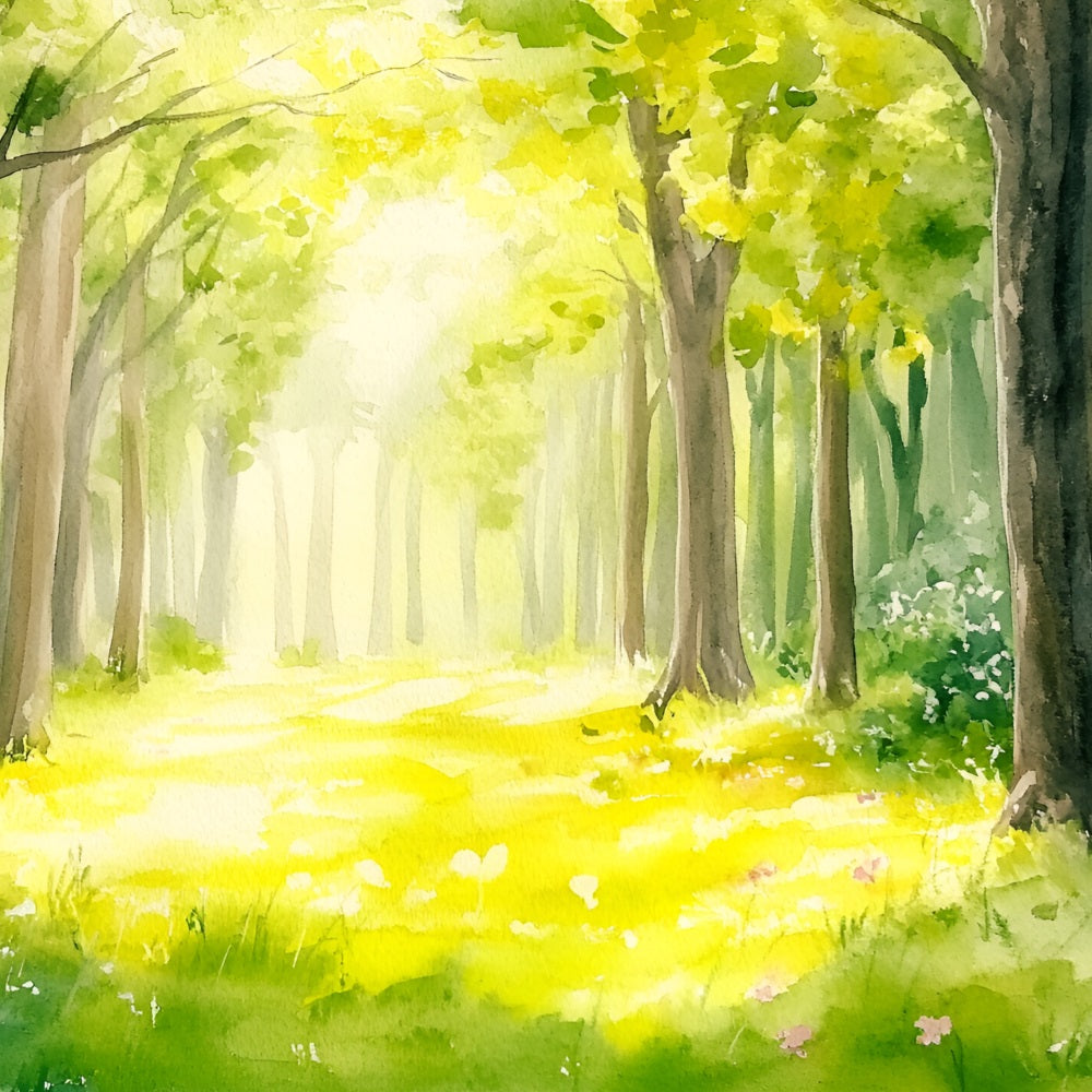 Forest Photography Backdrop Watercolor Sunlit Path Backdrop UK CSH4-91