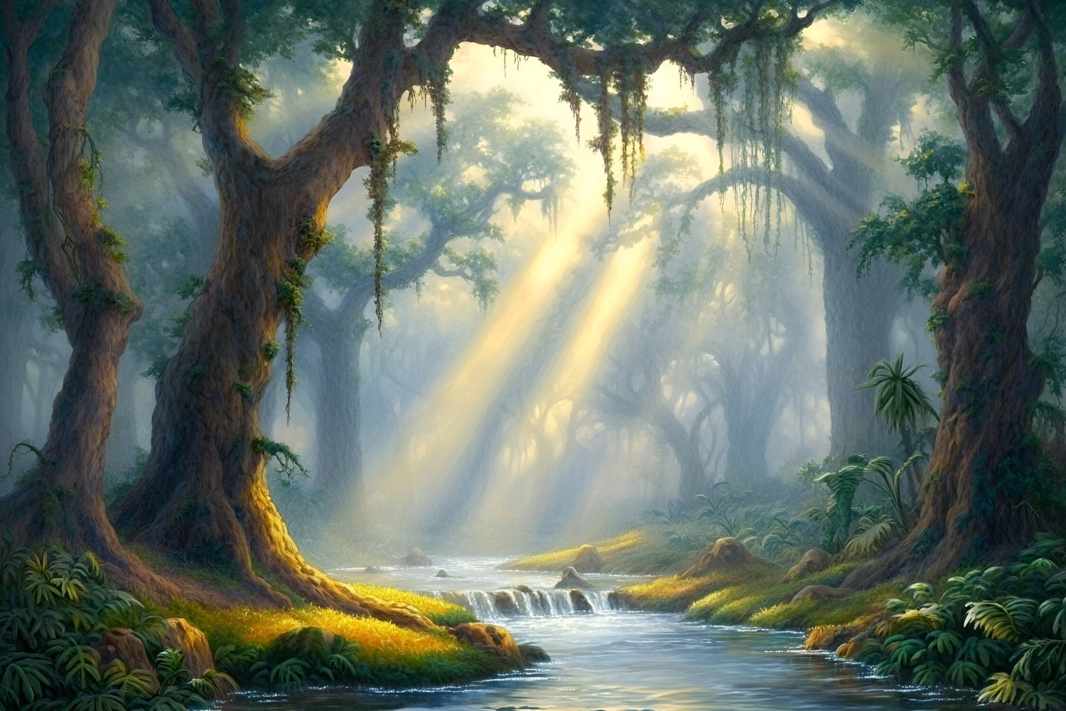Forest Photo Backdrop River Glowing Light Backdrop UK CSH4-92