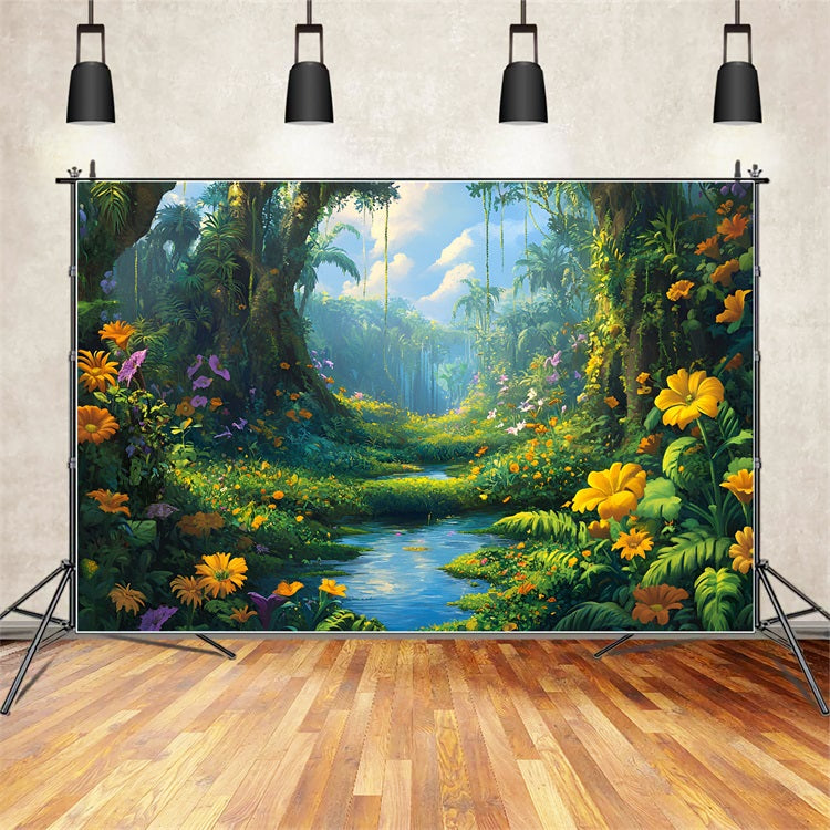 Jungle Backdrops Floral Forest Bright Sky Backdrop UK CSH4-94