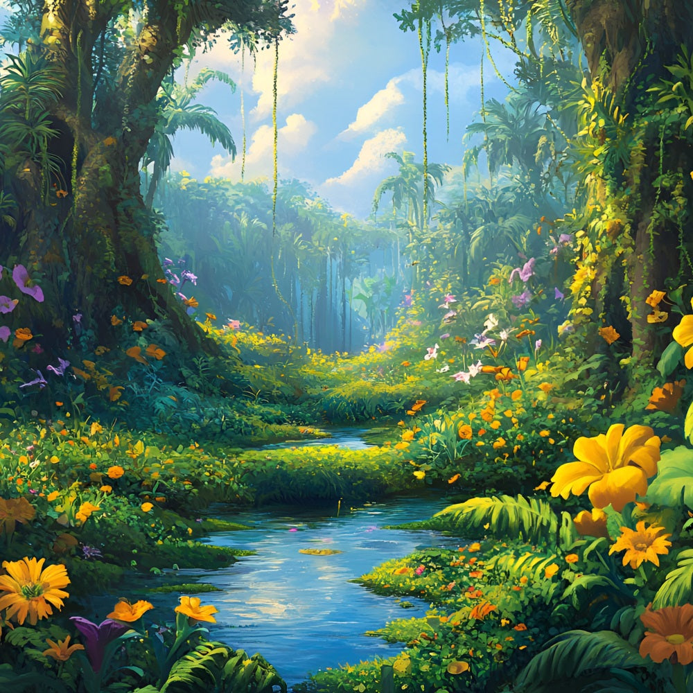 Jungle Backdrops Floral Forest Bright Sky Backdrop UK CSH4-94