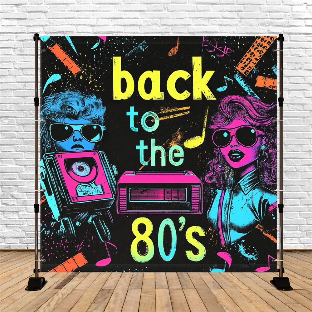 80's Photo Backdrop Neon Pop Graffiti Dance Backdrop UK CSH5-11