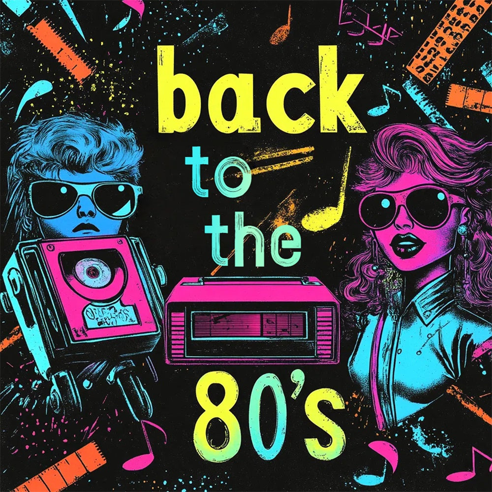 80's Photo Backdrop Neon Pop Graffiti Dance Backdrop UK CSH5-11