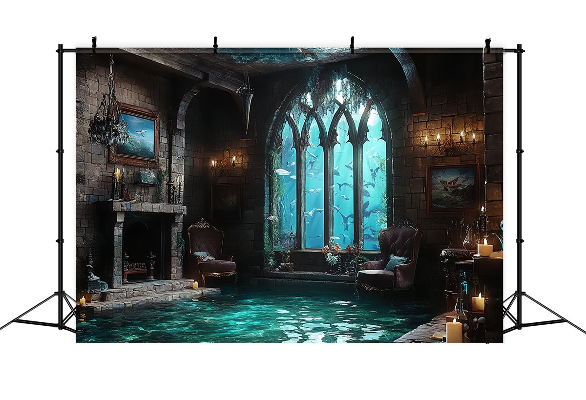 Underwater Backdrop Gothic Sea Castle Summer Backdrop UK CSH5-114