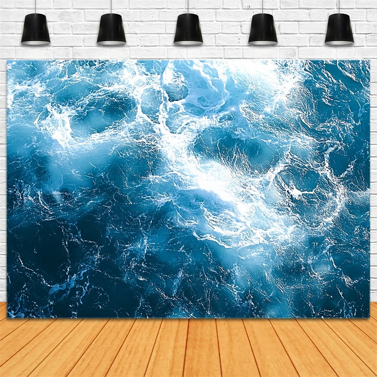 Summer Photo Backdrop Turbulent Sea Foam Blue Backdrop UK CSH5-118