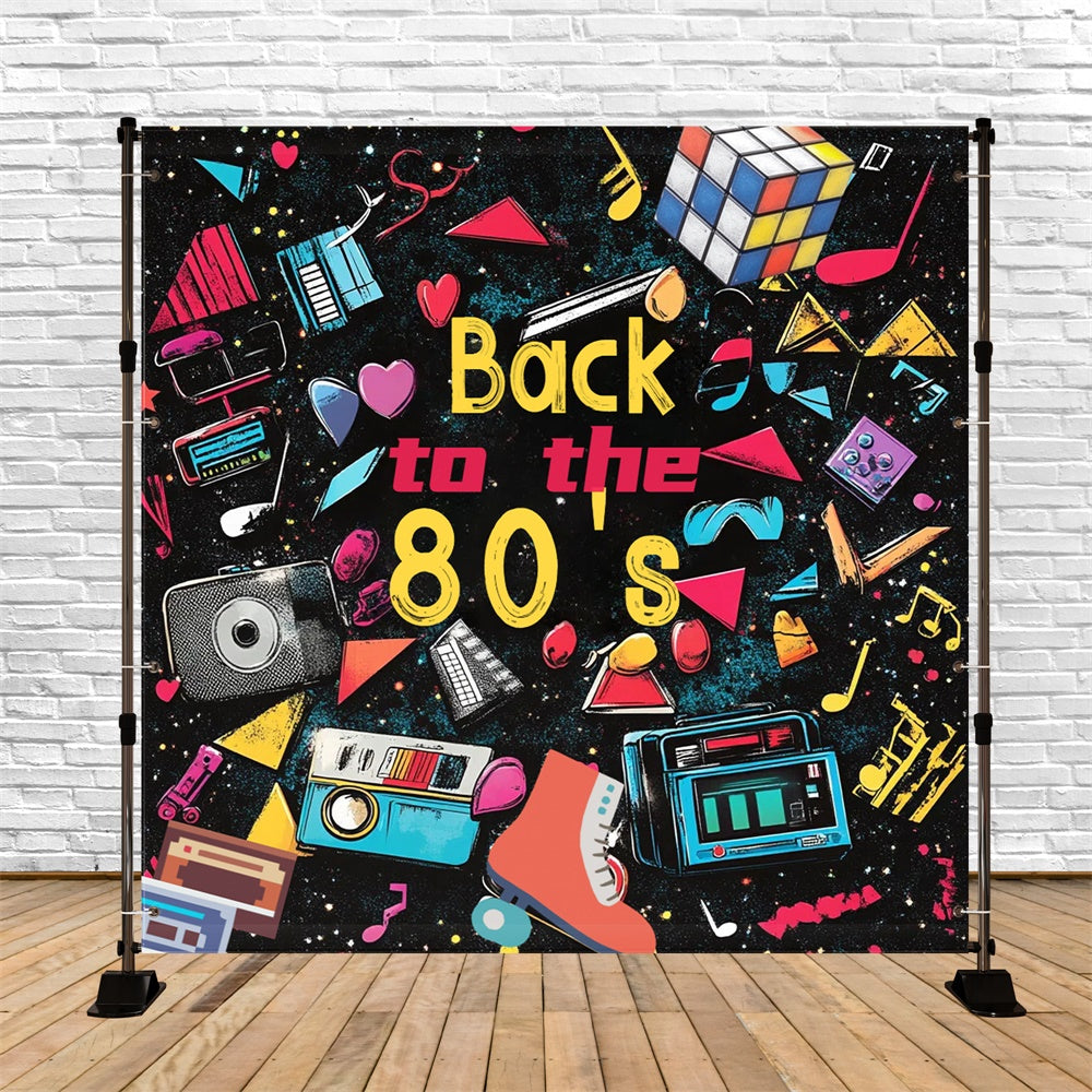 80s Photo Backdrop Vibrant Throwback Elements Backdrop UK CSH5-12