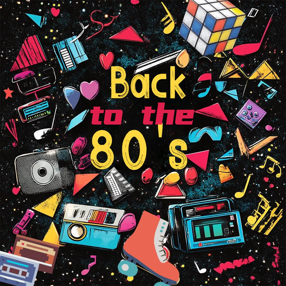 80s Photo Backdrop Vibrant Throwback Elements Backdrop UK CSH5-12