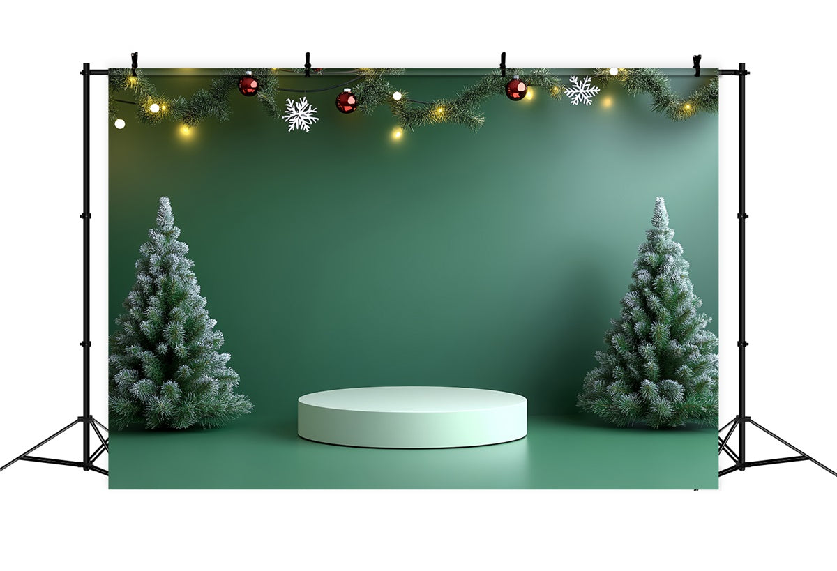 Christmas Stage Backdrops Green Wall Tree Decor Backdrop UK CSH5-148