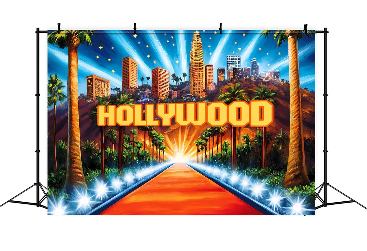 Hollywood Photo Backdrop City Lights Red Carpet Backdrop UK CSH5-164