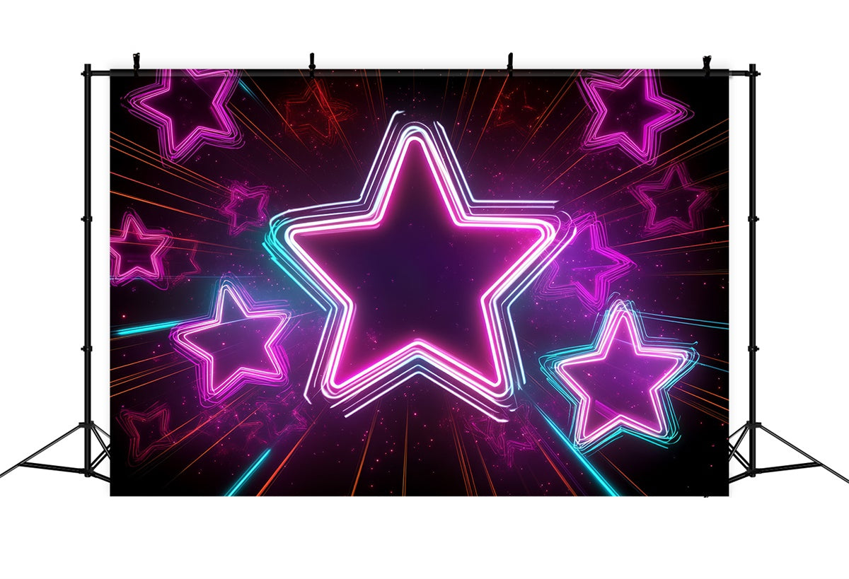 80's Photo Backdrop Radiant Neon Star Glow Backdrop UK CSH5-189