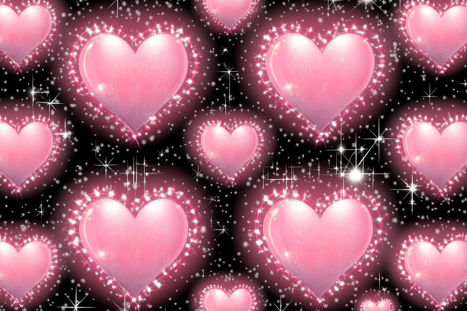 90s Backdrop Glittering Bubble Heart Sparkle Backdrop UK CSH5-195