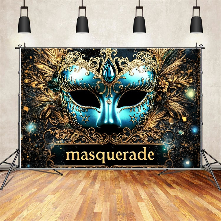 Masquerade Ball Photo Backdrop Glorious Blue Mask Backdrop UK CSH5-209