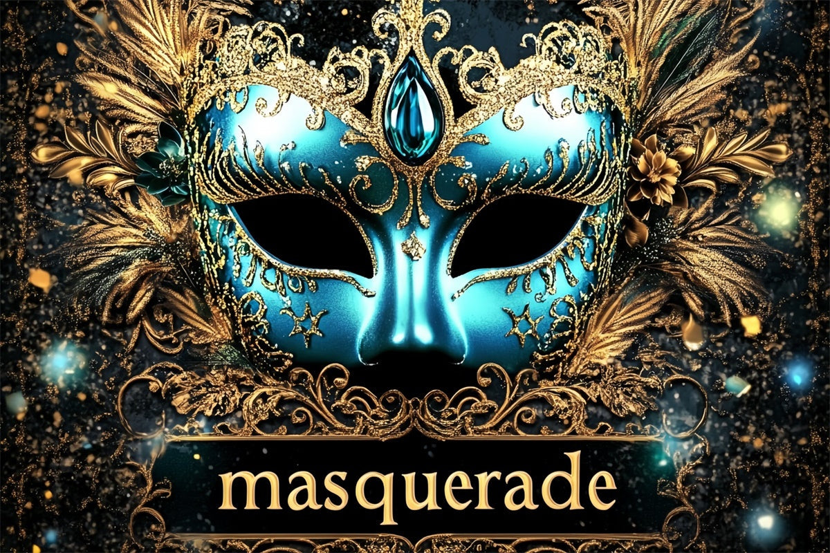 Masquerade Ball Photo Backdrop Glorious Blue Mask Backdrop UK CSH5-209