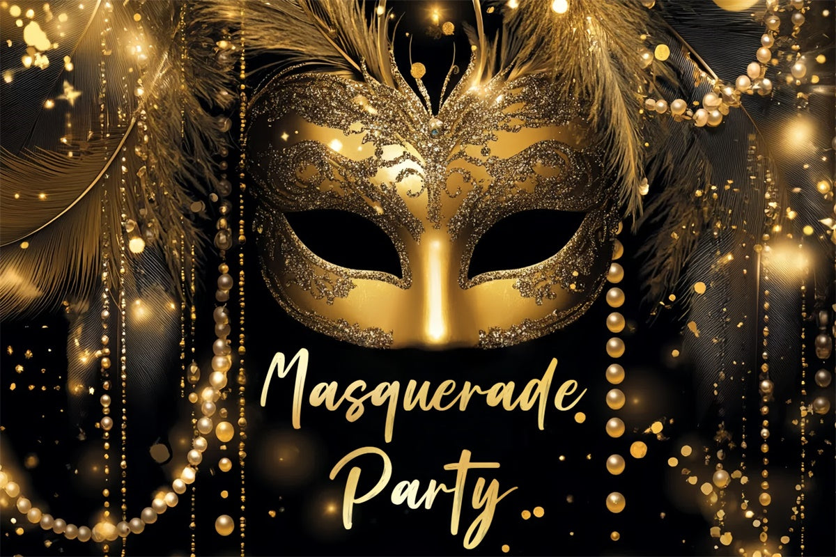 Masquerade Party Ideas Glitter Pearl Gold Mask Backdrop UK CSH5-211