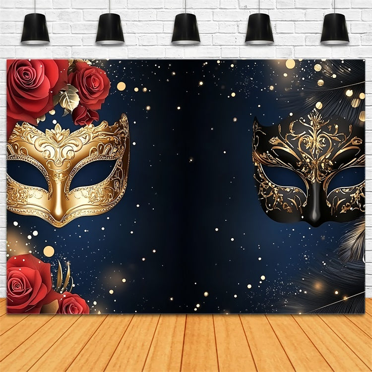 Masquerade Ball Photo Backdrop Night Sky Rose Mask Backdrop UK CSH5-215