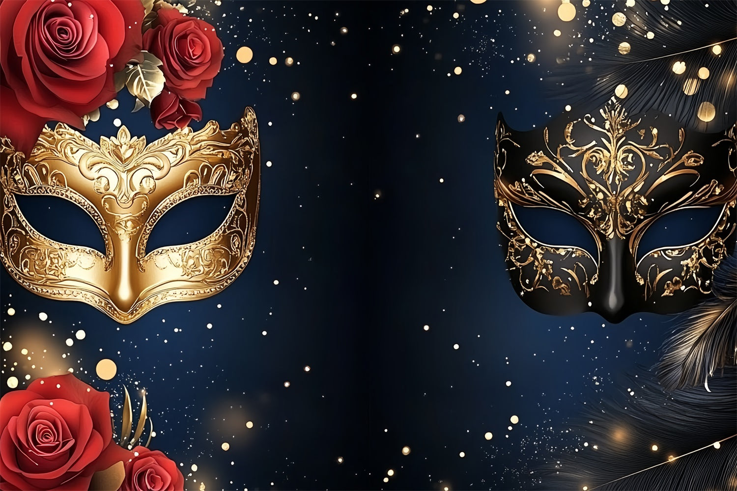 Masquerade Ball Photo Backdrop Night Sky Rose Mask Backdrop UK CSH5-215