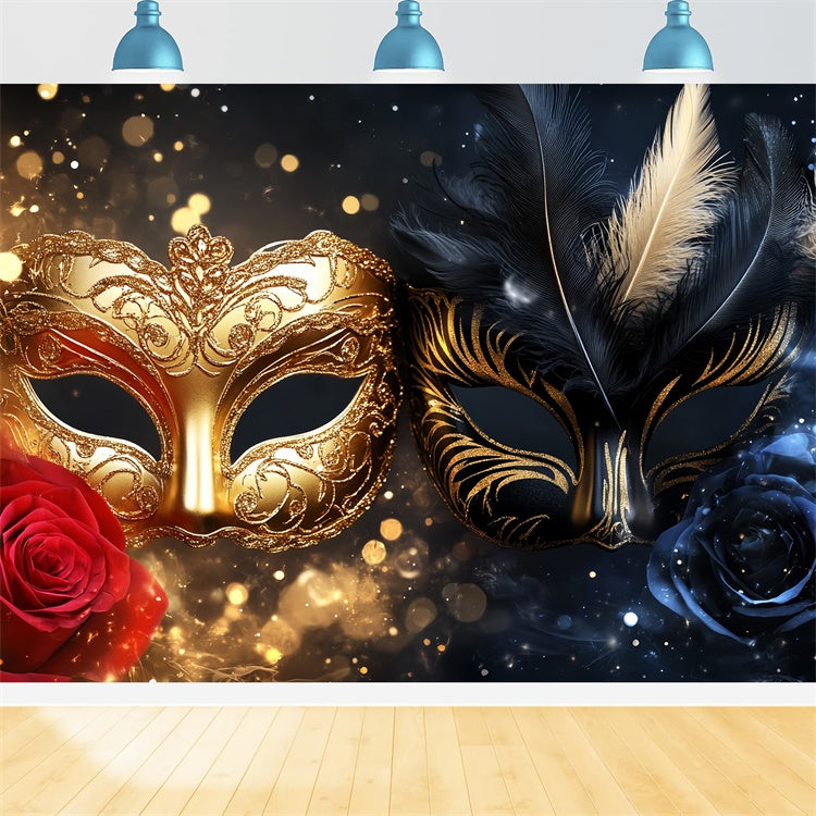 Masquerade Backdrops Sparkle Feather Mask Party Backdrop UK CSH5-216