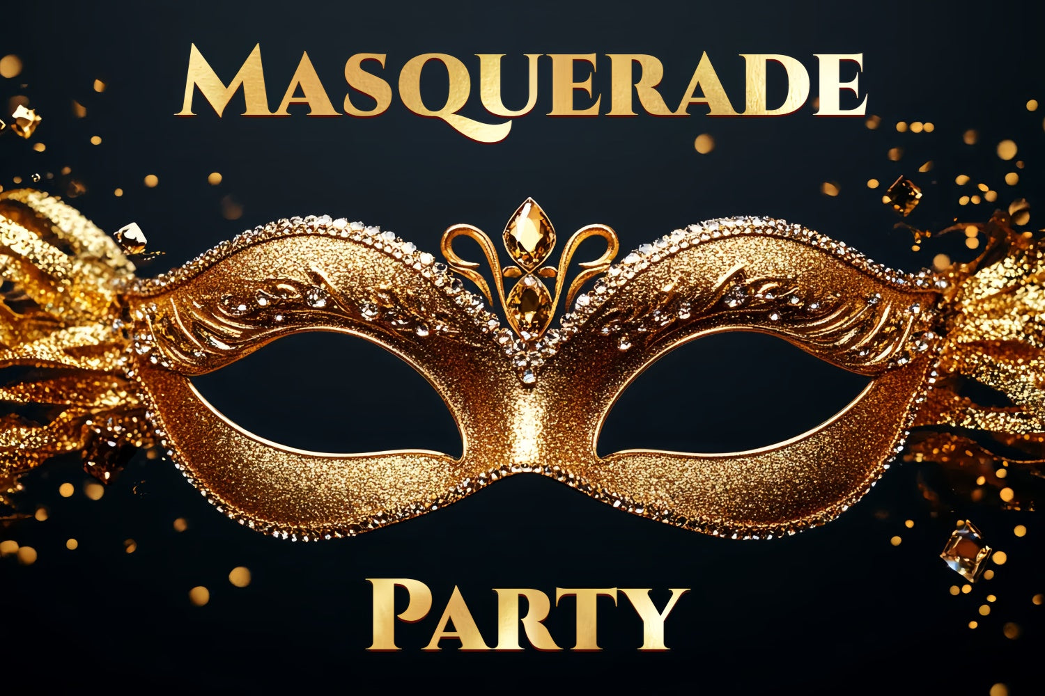 Masquerade Party Ideas Dazzling Gold Gemstone Mask Backdrop UK CSH5-221