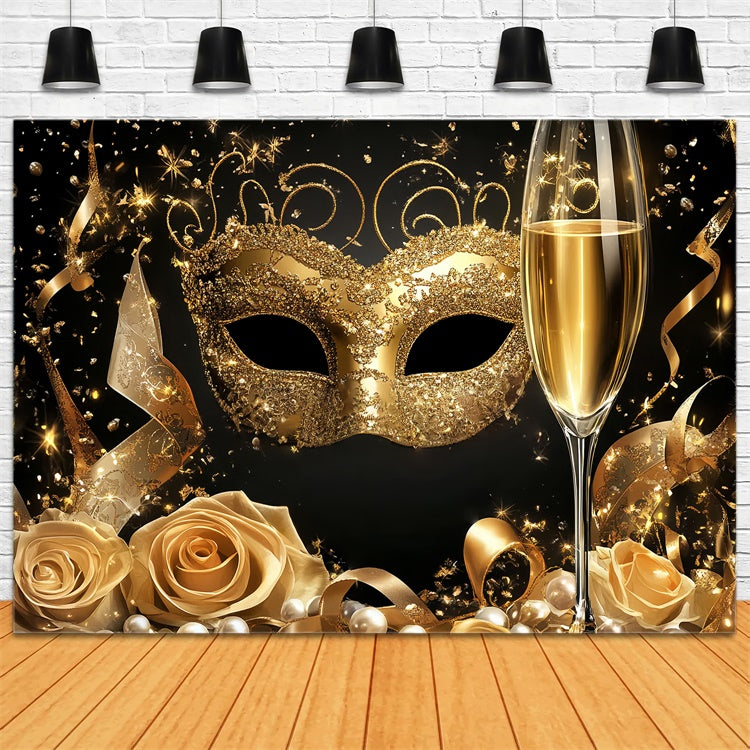 Masquerade Backdrop Rose Ribbons Glittering Mask Backdrop UK CSH5-227