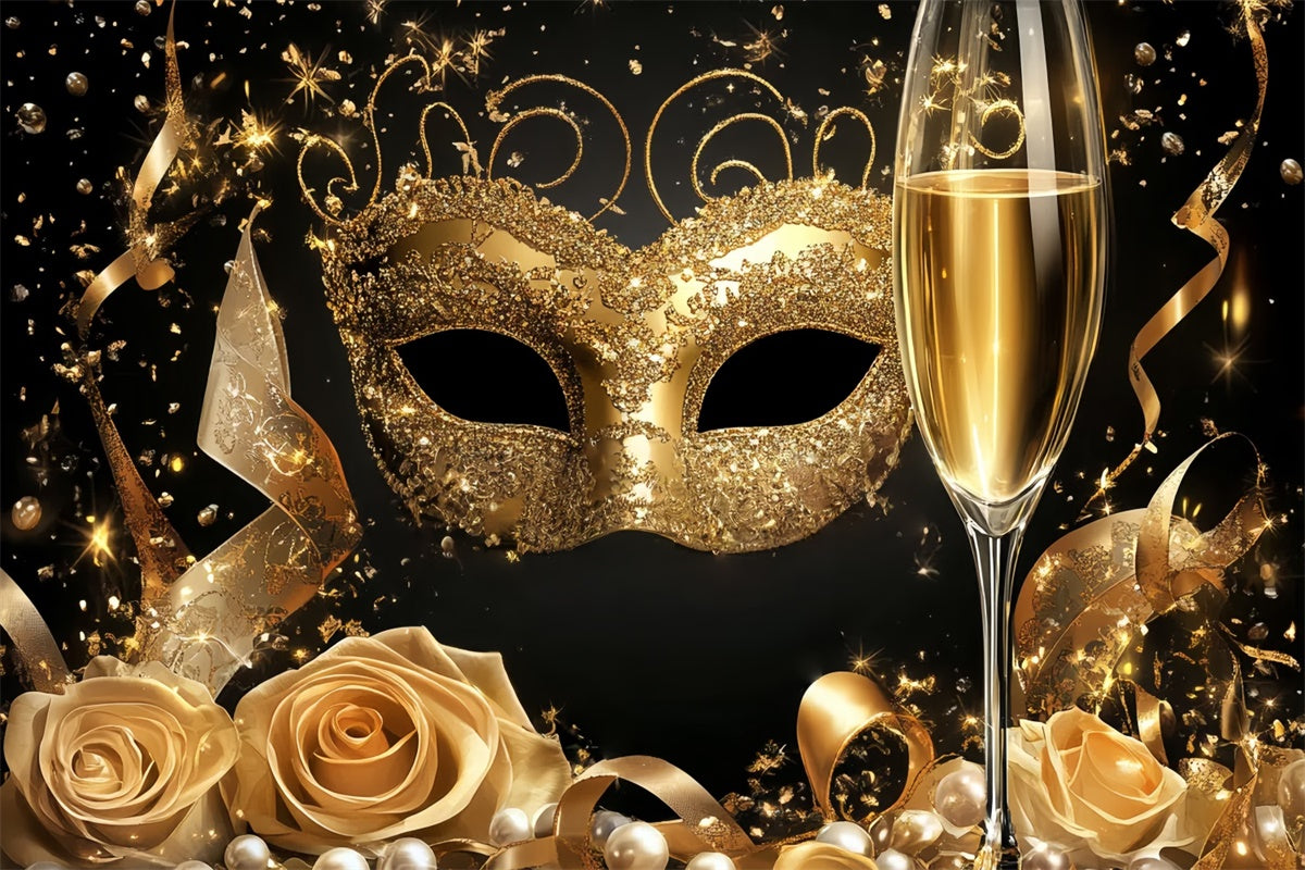 Masquerade Backdrop Rose Ribbons Glittering Mask Backdrop UK CSH5-227