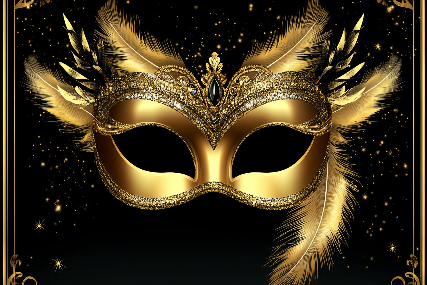 Masquerade Backdrops Royal Gold Mask Celebration Backdrop UK CSH5-231