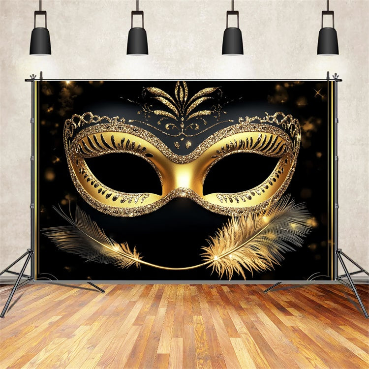 Masquerade Backdrop Sparkling Glamour Feather Mask Backdrop UK CSH5-232