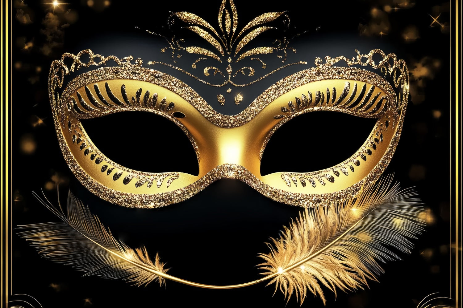 Masquerade Backdrop Sparkling Glamour Feather Mask Backdrop UK CSH5-232