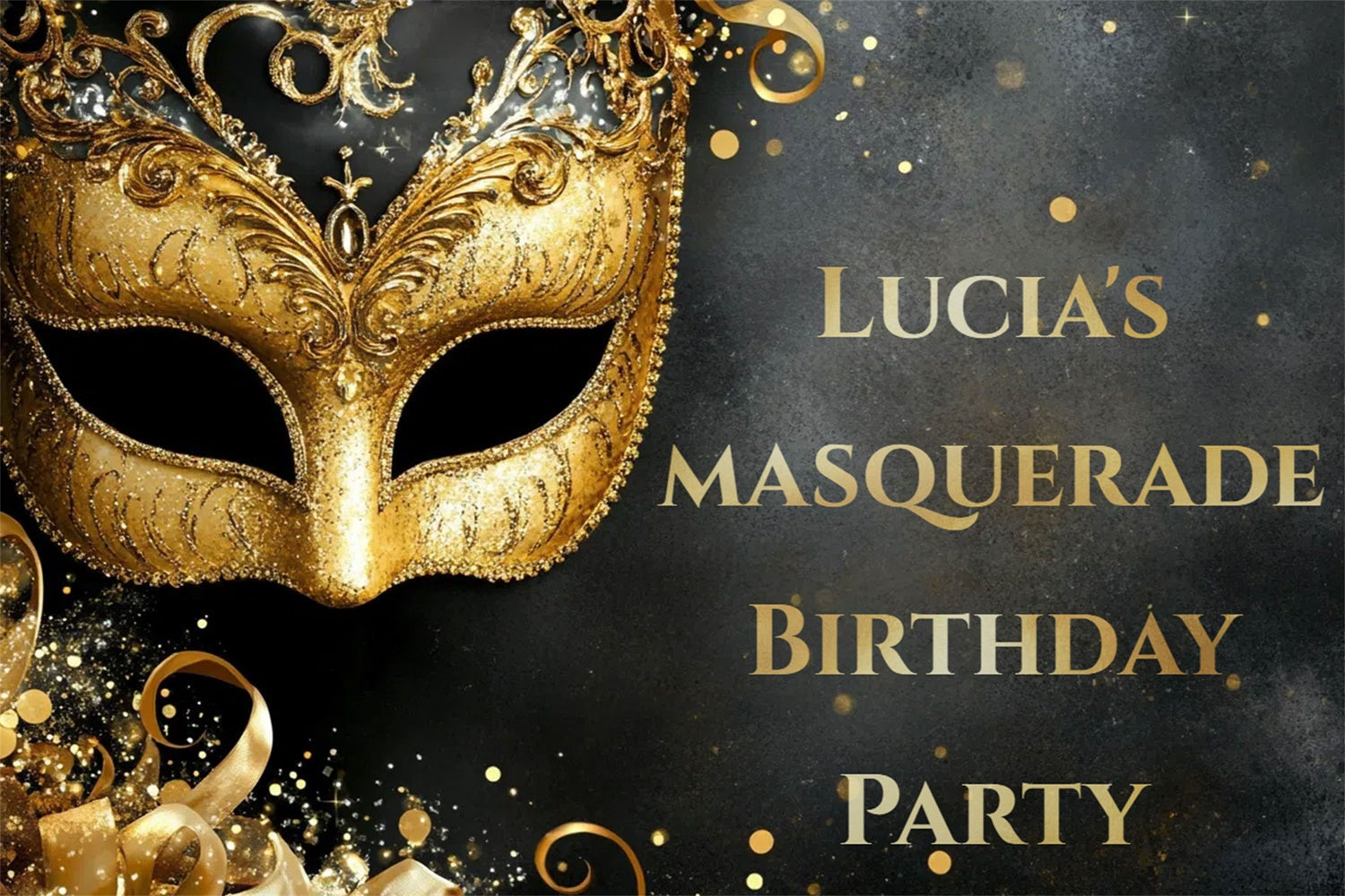 Masquerade Backdrop Golden Jewel Mask Customized Birthday Backdrop UK CSH5-253