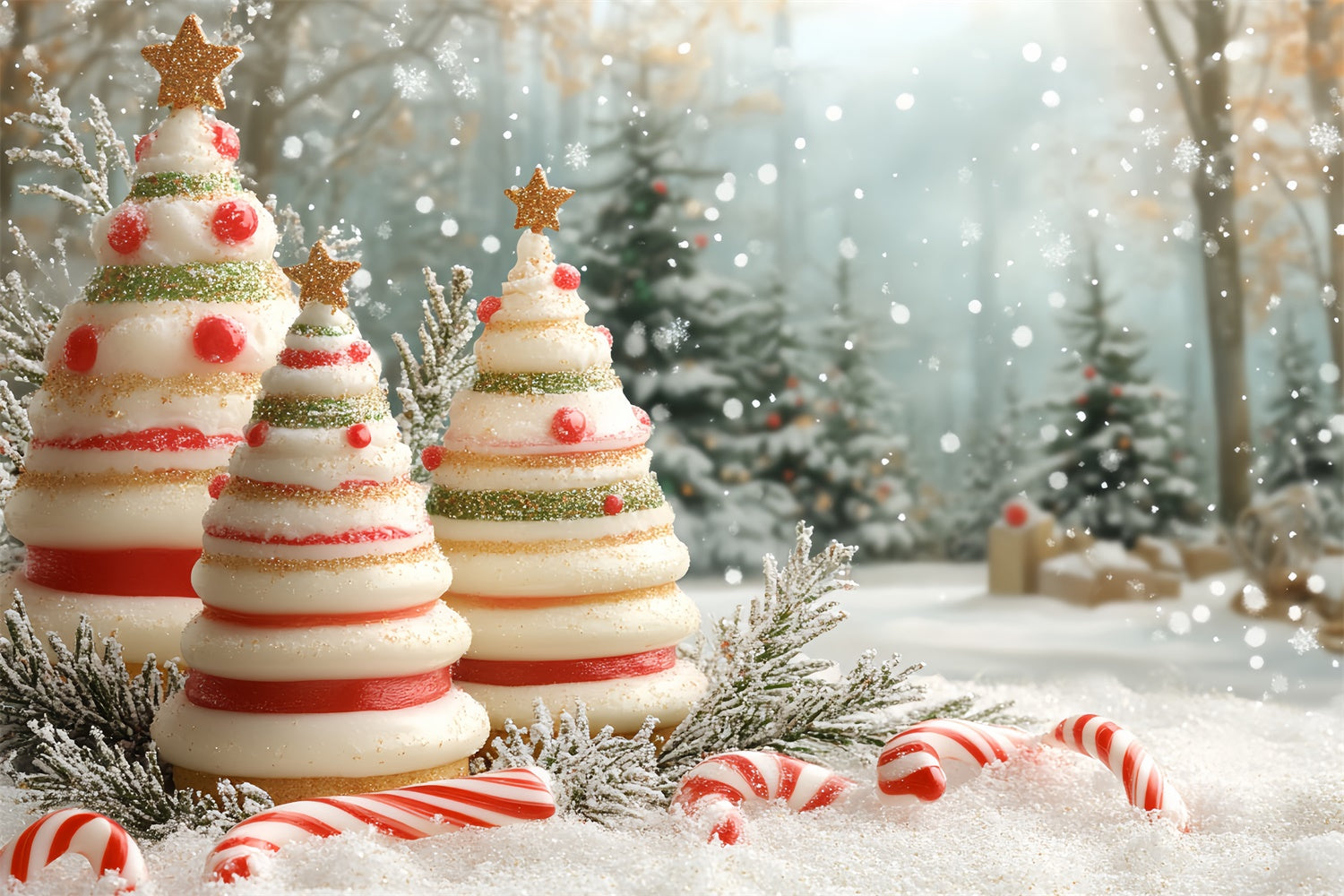 Christmas Photo Backdrops Sweet Christmas Forest Kids Backdrop UK CSH5-325