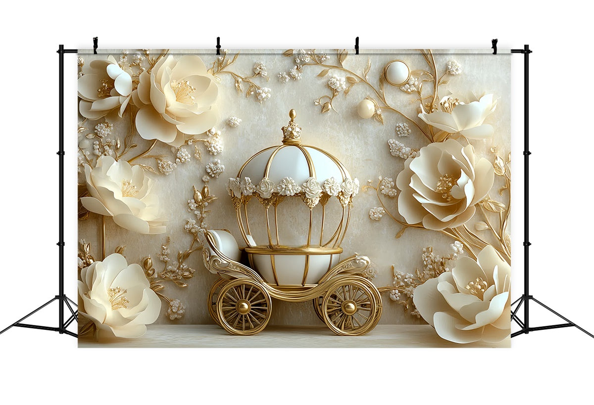Newborn Photo Backdrop Ivory Floral Fairytale Backdrop UK CSH5-327