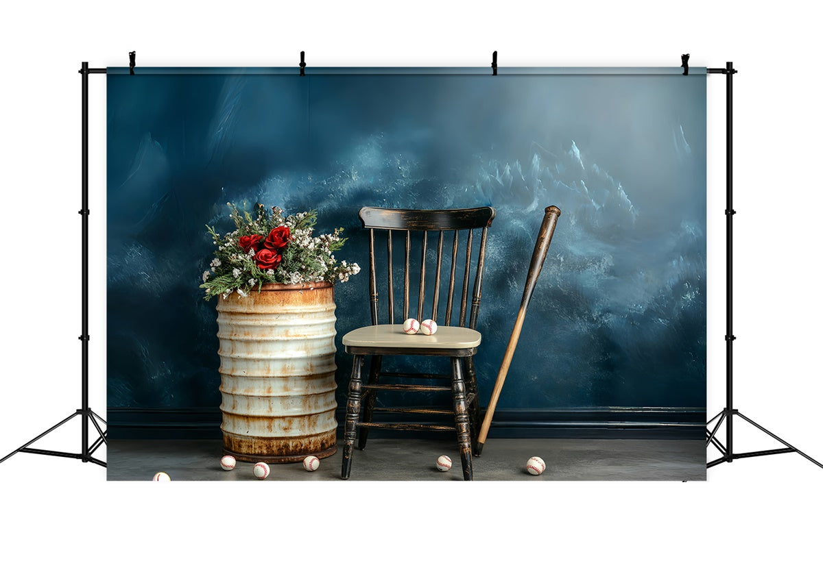 Backdrop Fathers Day Rustic Baseball Flower Backdrop UK CSH5-64