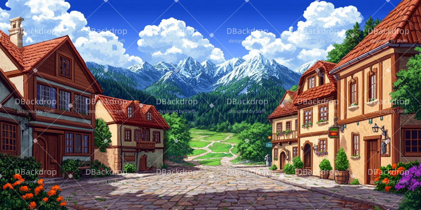 Theater Backdrop Spring Village Professional Stage Backdrops UK CSH510-T92