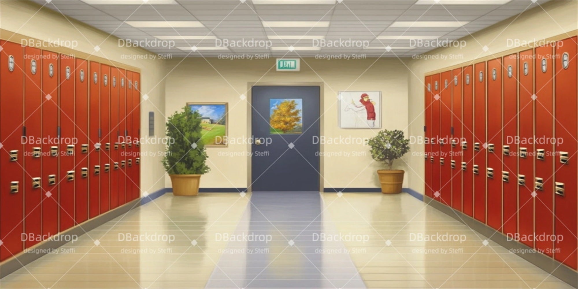 Stage Backdrop Retro School Corridor Theater Backdrops For Sale UK CSH511-T55