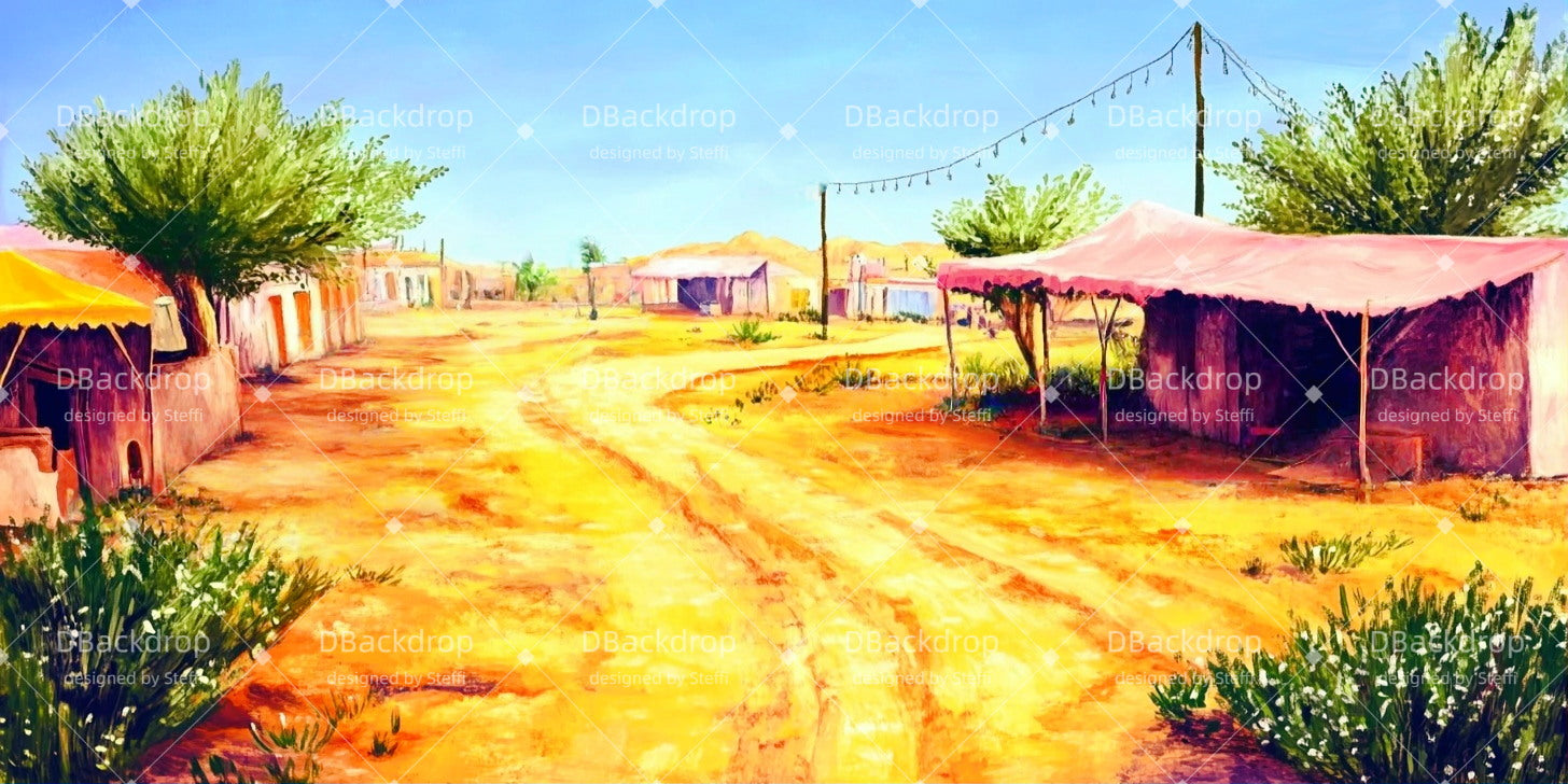 Theater Backdrop Dessert Village Road Stage Backdrops For Sale UK CSH511-T77