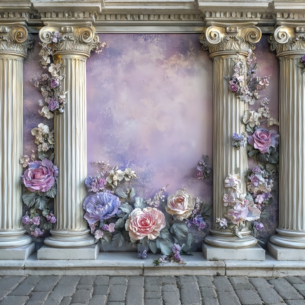 Vintage Wall Backdrop Floral Pillar Victorian Backdrops UK CSH57-126